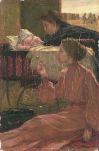 By the Pram on the Beach by Marinus der van Maarel